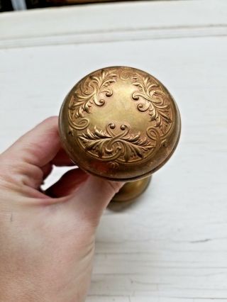 Corbin Lorraine Pattern Set Of Antique Brass Doorknobs,  Victorian Door Hardware