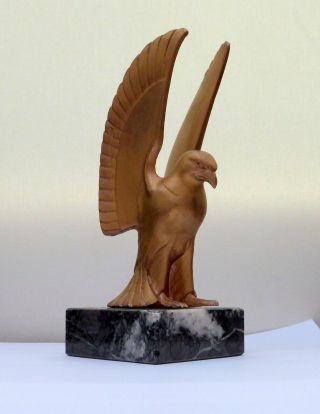 Lovely French Art Deco Bronze Spelter Sculpture Figurine Eagle Book End.