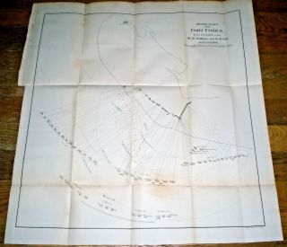 1865 Civil War Map Second Attack Upon Fort Fisher Navy Plan Map