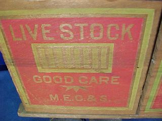 Early 20thc CONVERSE TOY Co LIVESTOCK EXPRESS Wood TRAIN CAR w Animals 2