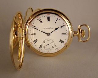 112 Years Old Hamilton " 975 " 17j 14k Gold Filled Hunter Case 16s Pocket Watch