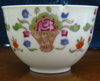 Antique Meissen Handleless Tea Cup 18th Century Basket Flowers Painting C1750