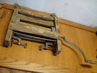 Antique Anchor Brand Wooden Hand Crank Roller Clothes Wringer (90420 - 4)