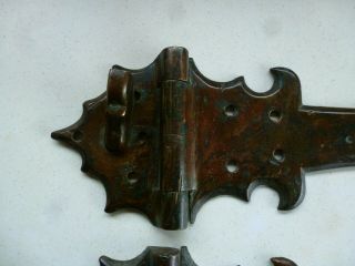 Large heavy Vintage Brass bronze ? Hinges Straps Architectural Antique Old x2 5