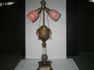 Antique Miller 1892 Parlor / Banquet Gwtw Oil Lamp Converted Electrified Lamp