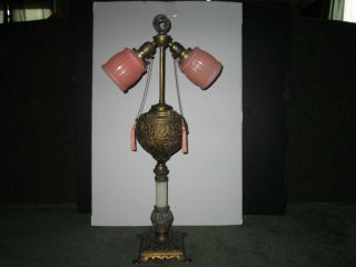 Antique Miller 1892 Parlor / Banquet GWTW Oil Lamp Converted Electrified Lamp 4