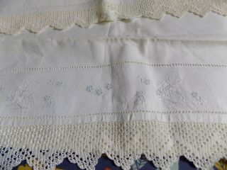 VINTAGE FRENCH PURE LINEN EMBROIDERED PILLOWCASES X 2 30  X 22 3