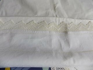 VINTAGE FRENCH PURE LINEN EMBROIDERED PILLOWCASES X 2 30  X 22 7