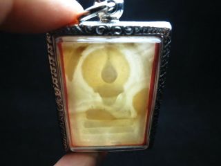 Rare White Phra Somdej Arahant Relic Stone From Samroyord Moutain Thai Amulet