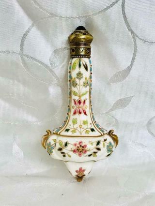 Antique Austro Hungarian Porcelain Perfume Scent Bottle Jewelled Lid Circa 1880