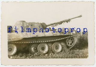 Wwii Us Gi Photo - Us Captured German Panther Tank Marked 101 Marktbreit - Top
