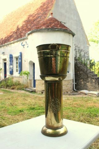 Antique French Vintage Brass Pedestal/column Plant Stand,  Plant Pot Handmade