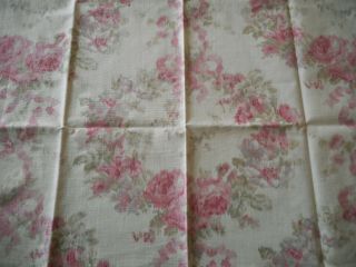 Antique French Watered Floral Roses Wreath Ribbon Cotton Fabric Pink Lavender