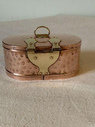 Vintage Hammered Copper & Brass Tin Box 5