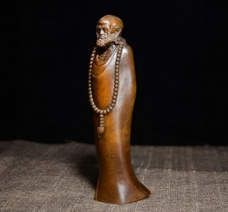 Collectable China Old Boxwood Hand - Carved Bodhidharma Precious Buddhism Statue