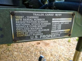 Military Aluminum M1101 Trailer HMMWV 1.  2 TON Cargo Trailer Humvee 8