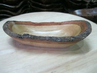 Antique Wooden Bowl Boat Shaped Rare Mango Wood Primitive Rustic Decor Collect