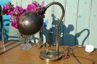 Vintage GEC Art Deco Desk Lamp 1930 ' s Brass Gooseneck RESTORED Modernist Chic 2