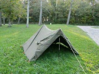 Vintage Us Army Military Pup Tent Full Set: 2 Halves,  Poles,  Ropes & Stacks
