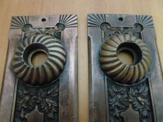 Antique c.  1895 Corbin Solid bronze door plates & matching lock key 3