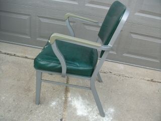 Vintage Steel - Case Industrial Arm - Chair Office Desk Heavy Metal Tanker Green 3