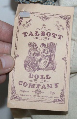 Vtg PRIMITIVE DOLL Talbott Doll Co.  OHIO Cloth 3