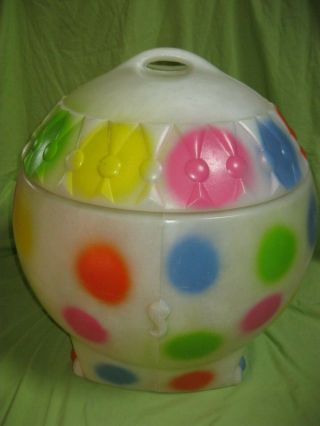 Vintage RARE 1970 ' s Plastic Blow Mold POLKA DOT Circus ELEPHANT Toy Box with Lid 2