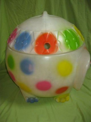 Vintage RARE 1970 ' s Plastic Blow Mold POLKA DOT Circus ELEPHANT Toy Box with Lid 4