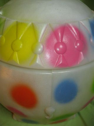 Vintage RARE 1970 ' s Plastic Blow Mold POLKA DOT Circus ELEPHANT Toy Box with Lid 5