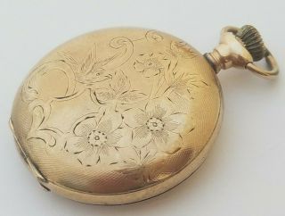 Al3: Stunning 1911 Ladies 14k Gold Applique Dial Hunter South Bend Pocket Watch