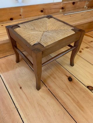 Vintage Rush Seat Stool Bench Country Primitive Farmhouse Style,  Made In Italy