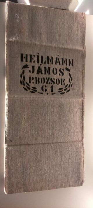 Antique Vintage Grain Sack Feedsack Printed - Black Writing Hemp - Linen - Textile