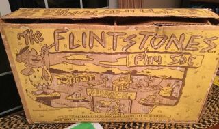 1961 The Flintstone ' s Play Set with Box Marx 4672 Fred Barney Dino Etc. 2