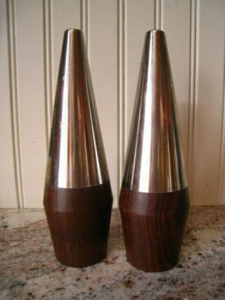 Mid Century Modern Teak Wood Salt,  Pepper Shakers Scandinavian Danish Modern 7 "