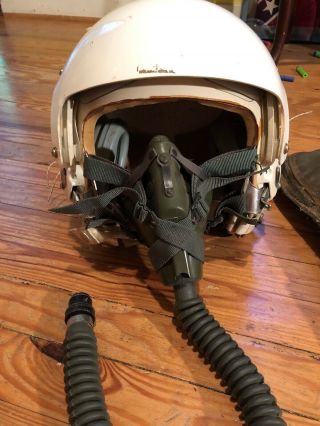 Us Military Gentex Flight Helmet W Oxygen Mask Vintage Gear