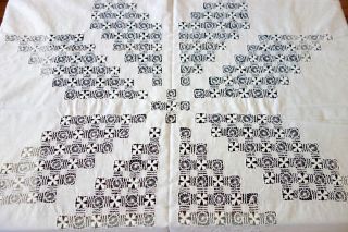 ANTIQUE LINENS - ENGLISH CLOTH,  BEDSPREAD W/FOLK ART STAR DESIGN,  TENERIFE LACE 4