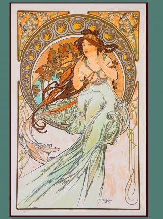 Music & Poetry French Nouveau Alphonse Mucha Vintage Advertisement Art Poster