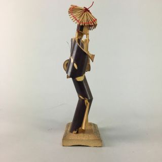 Japanese Kokeshi Doll Ornament Vtg Bamboo Figurine Echizen Ningyo KF50 3