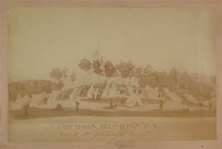 1862 Civil War Field Camp Of 127th Pennsylvania Volunteers Large Albumen Photo
