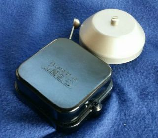 VINTAGE ANTIQUE GENT NOS ELECTRIC BAKELITE NICKEL BRASS DOOR ALARM BUTLER BELL 6