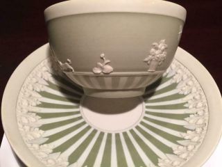 Antique Wedgwood pale green jasper ware teacup and saucer circa 1785 David Davis 2
