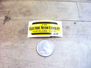 Electric Neon Clock Vintage Cleveland 6 Sided Art Deco Clock Back Panel Sticker
