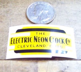 electric neon clock vintage cleveland 6 sided ART DECO clock back panel sticker 2