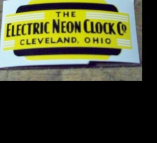 electric neon clock vintage cleveland 6 sided ART DECO clock back panel sticker 3