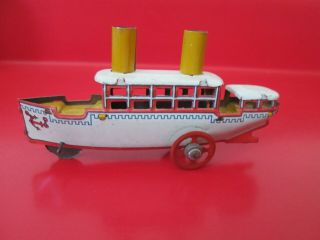 Antique German Tin Penny Toy - Ship W/ Smoke Stacks - 4 Of 17 Listed