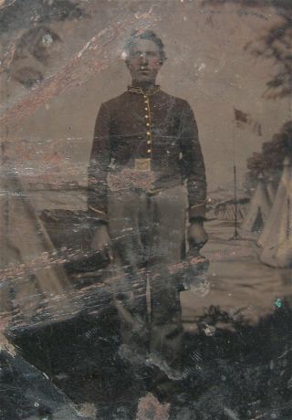 1860s Civil War Soldier Tintype Photograph - Quater Plate Photo Of Union Soldier