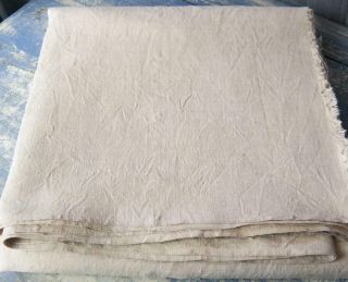 French Antique Linen Sheet Fabric Cream Linen Textile 118x90 " M83