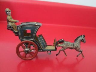 Antique German Tin Penny Toy - Horse & Carriage - 3 Of 17 Listed