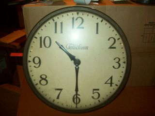 Two Vtg 30s - 40s Telechron Wall Clocks School Industrial Shop 13  And 16 - 1/2