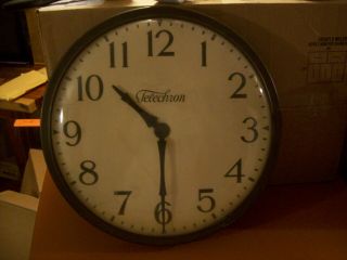 TWO Vtg 30s - 40s TELECHRON Wall Clocks School Industrial Shop 13  and 16 - 1/2 2